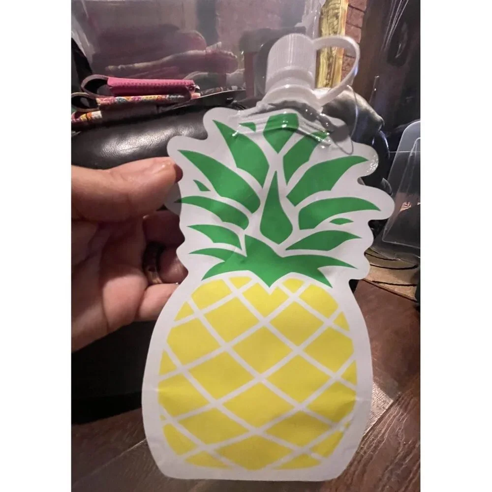 Tropical Pineapple & Flamingo Drinkware Set w Bottle Opener-Foldable Flask&Drink